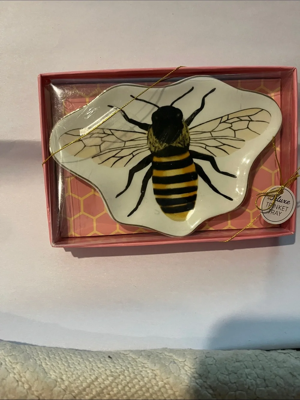 Bee-Print Jewelry Tray in Yellow and Black - Unbranded